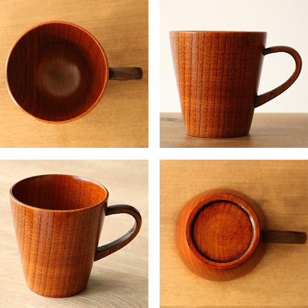 ティーカップ260ml木製漆マグカップ天然木食器