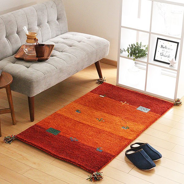 ラグラグマット70×120cm手織りマットギャッベ玄関マットD16