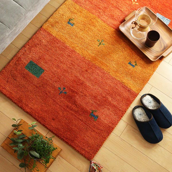 ラグラグマット80×140cm手織りマットギャッベD16