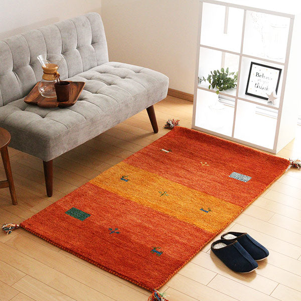 ラグラグマット80×140cm手織りマットギャッベD16