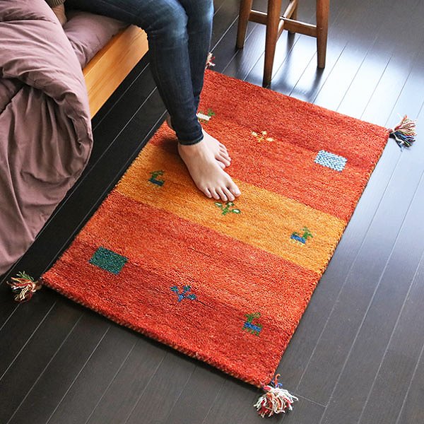 ラグラグマット80×140cm手織りマットギャッベD16