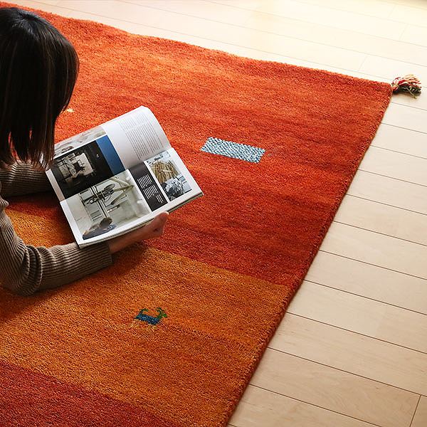 ラグ1畳半140×200cm手織りマットラグマットギャッベD16