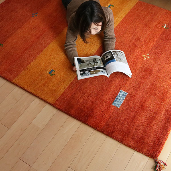 ラグ1畳半140×200cm手織りマットラグマットギャッベD16