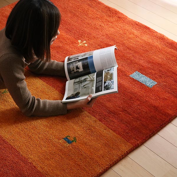 ラグ2畳200×200cm手織りマットラグマットギャッベD16