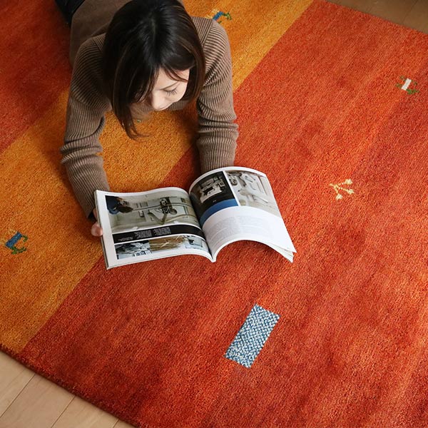 ラグ2畳200×200cm手織りマットラグマットギャッベD16