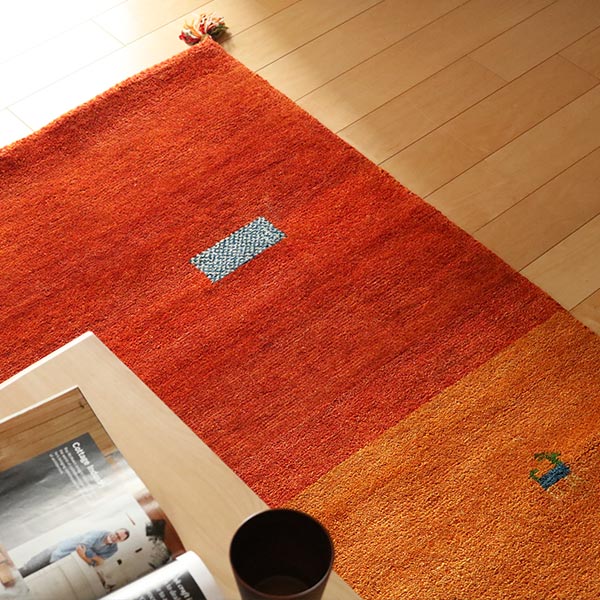 ラグ2畳200×200cm手織りマットラグマットギャッベD16