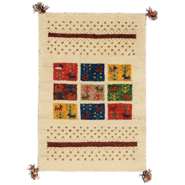 ラグラグマット70×120cm手織りマットギャッベ玄関マットD19