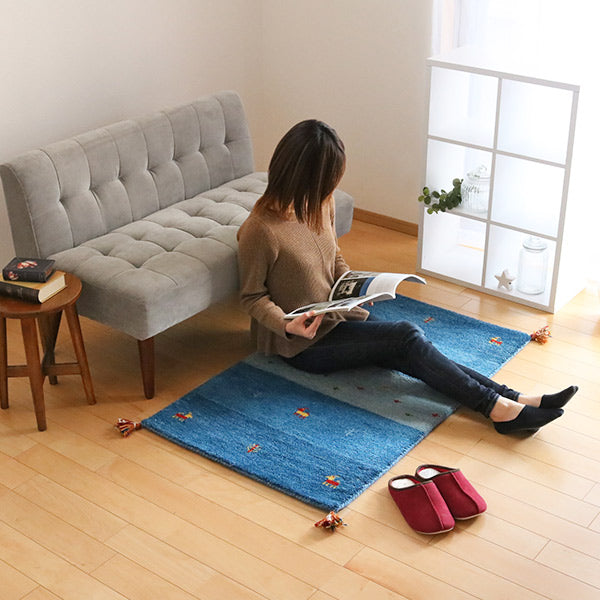 ラグラグマット70×120cm手織りマットギャッベ玄関マットD20