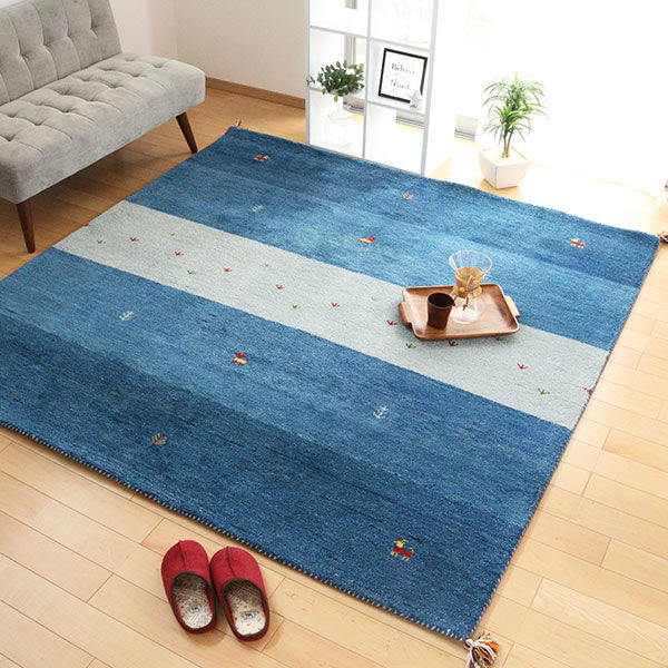 ラグ2畳200×200cm手織りマットラグマットギャッベD20