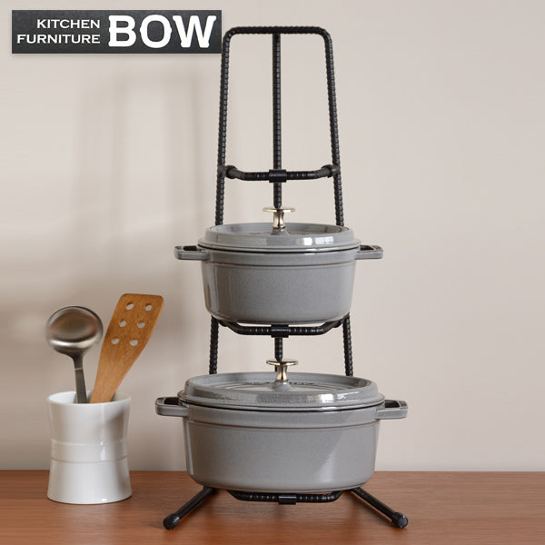鍋スタンド3段BOWパンラック鉄筋製