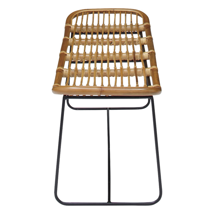 ラタンベンチ2人掛け長椅子アイアンフレーム籐家具幅121cm