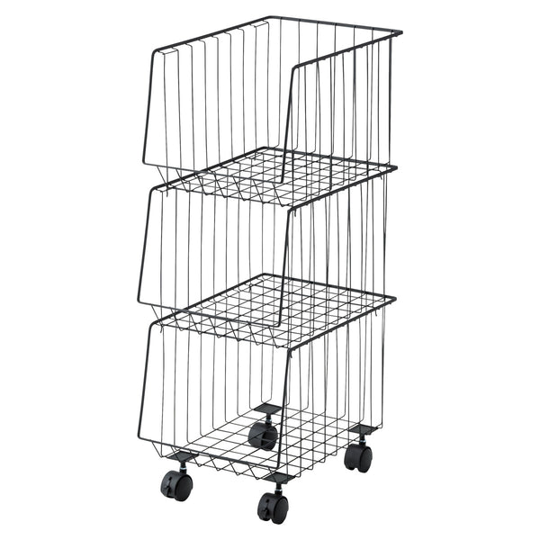 スタッキングワゴン幅26.5cm3段ストッカーキャスター付