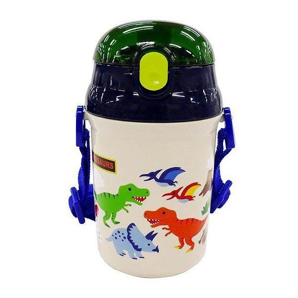 水筒ディノサウルス恐竜シリコンストローボトルストロー付340ml子ども