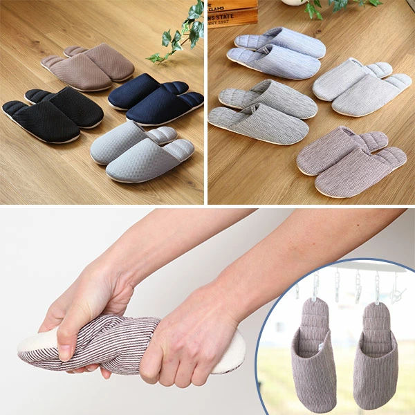 スリッパjyabjyab爽やかコットンリネンＬ洗える