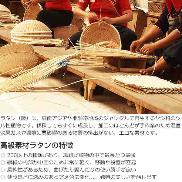 籐回転座椅子チェアクッション付ラタン製籐家具座面高35cmネイビー花柄