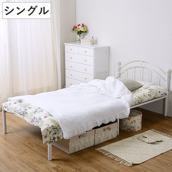 姫系ベッドシングルクラシック調メッシュ床スチールフレーム