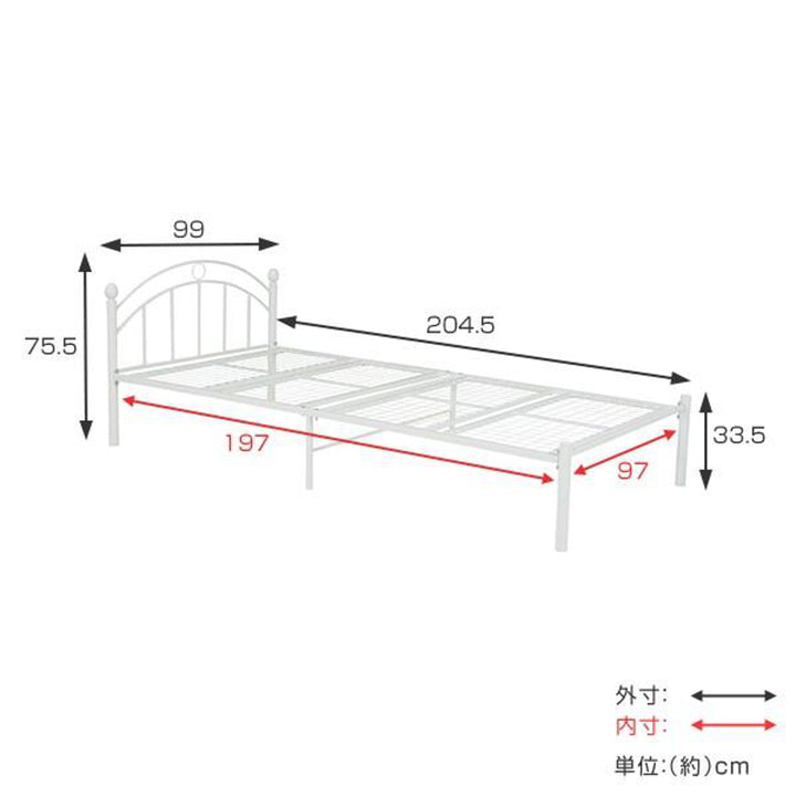 姫系ベッドシングルクラシック調メッシュ床スチールフレーム