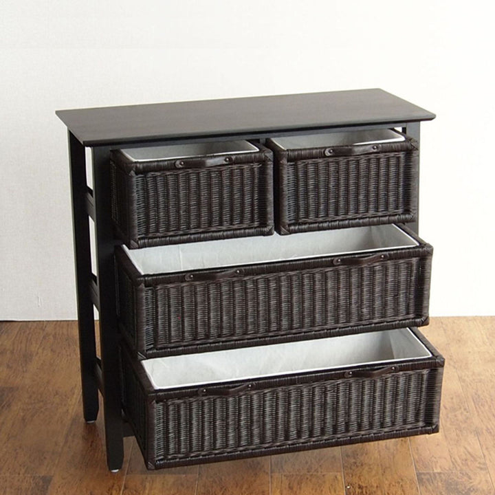 籐ラタンチェスト3段幅81cmランドリーチェストラタン家具