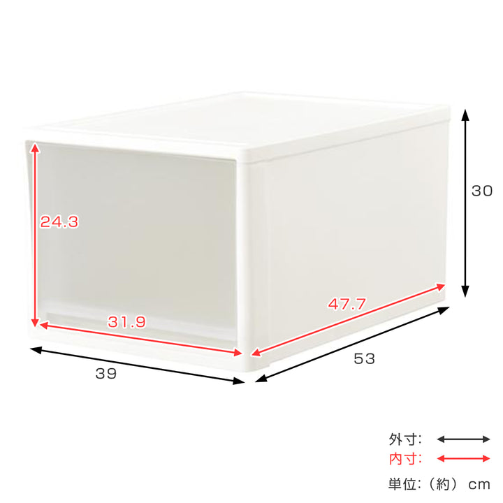 収納ケースストラ53-L幅39×奥行53×高さ30cmクローゼット収納プラスチック引き出し日本製