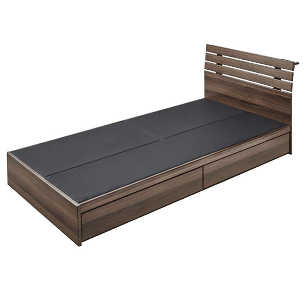 ベッドシングルベッド収納付引出しコンセント付ブラウン