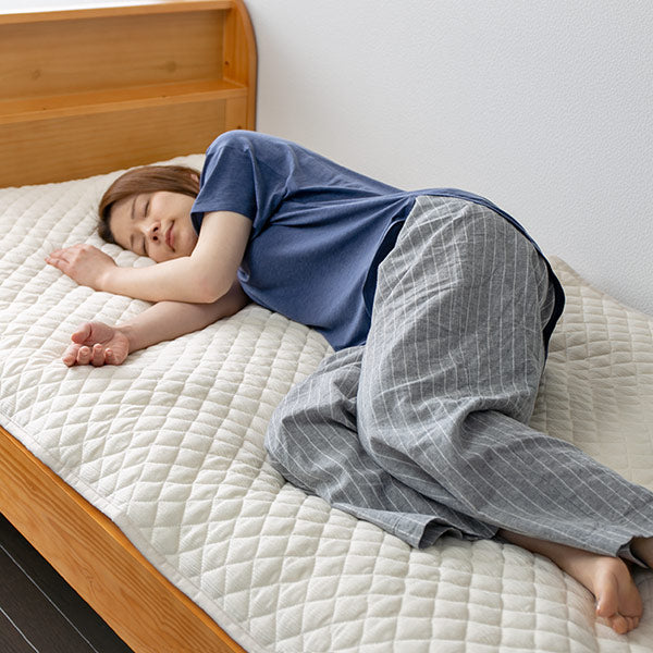 敷きパッドシングル高島ちぢみ無漂白無着色綿100％日本製