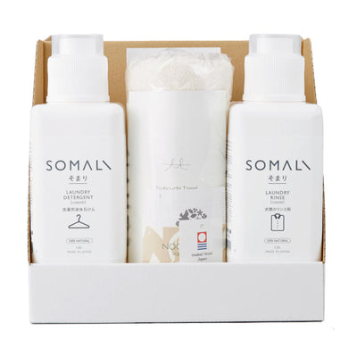 洗濯ギフト SOMALI ギフトC 衣類用液体石けん1200ml リンス剤1200ml フェイスタオル