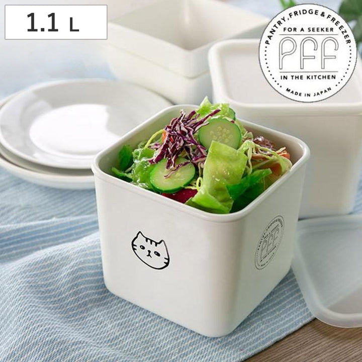 保存容器1.1L猫柄角型PFFNECOスクエアストッカーM樹脂製