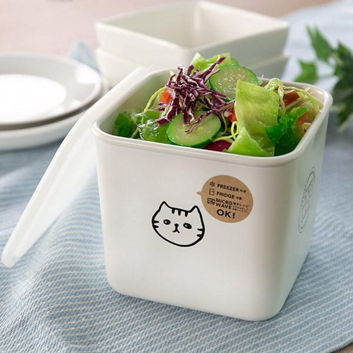 保存容器1.1L猫柄角型PFFNECOスクエアストッカーM樹脂製