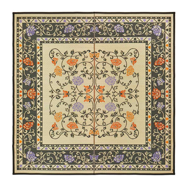 ラグい草ラグ約2畳191×191cm日本製薄手ござナチュラル／ブラックイデア