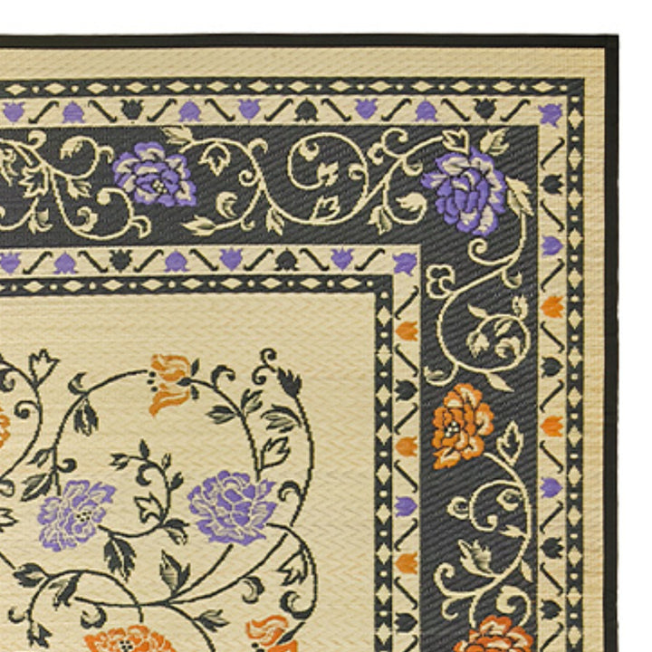 ラグい草ラグ約3畳191×250cm日本製薄手ござナチュラル／ブラックイデア