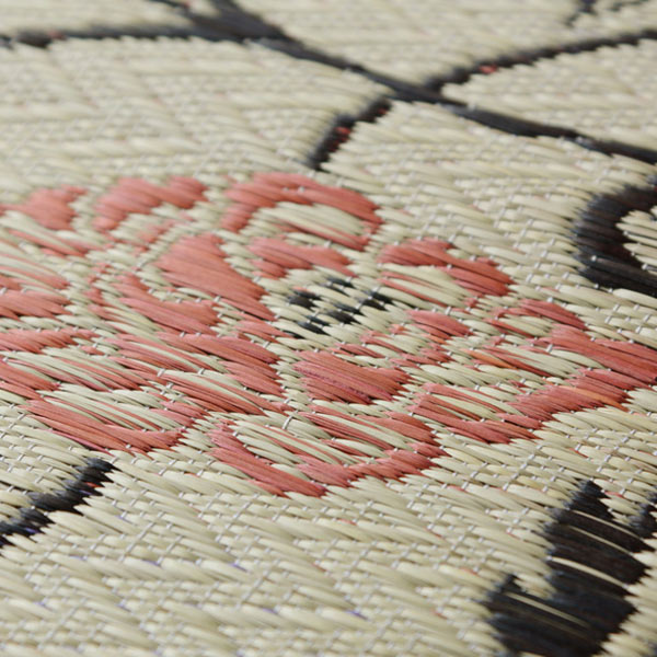 ラグい草ラグ約3畳191×250cm日本製薄手ござナチュラル／ブラックイデア