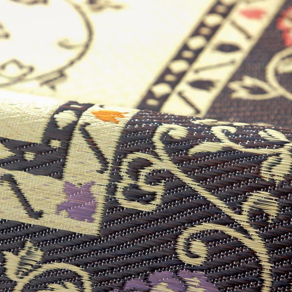 ラグい草ラグ約3畳191×250cm日本製薄手ござナチュラル／ブラックイデア