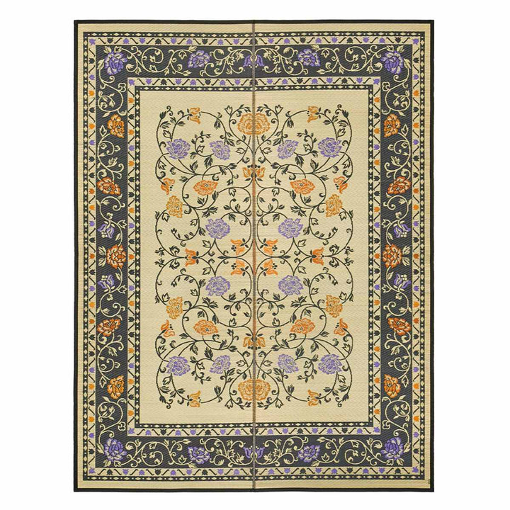 ラグい草ラグ約3畳191×250cm日本製薄手ござナチュラル／ブラックイデア