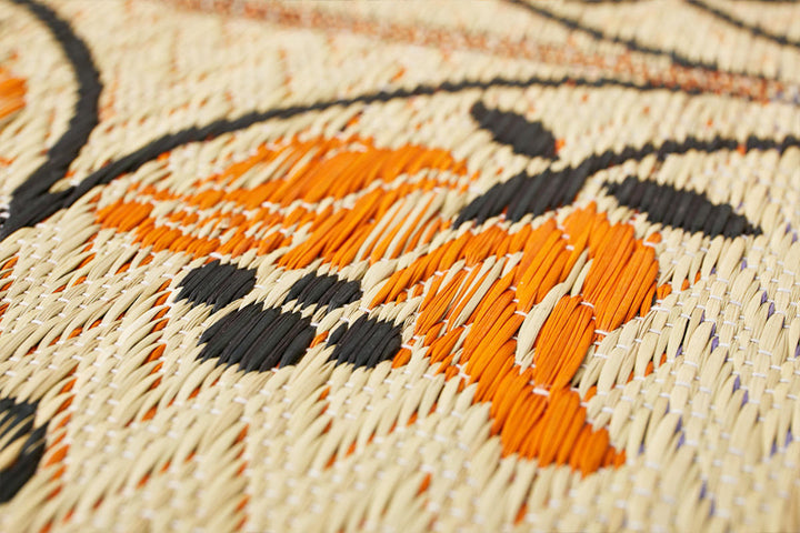 ラグい草ラグ約2畳191×191cm日本製滑り止め薄手ござナチュラル／ブラックイデア