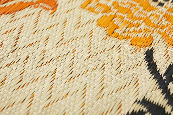 ラグい草ラグ約3畳191×250cm日本製滑り止め薄手ござナチュラル／ブラックイデア