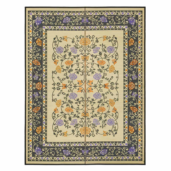 ラグい草ラグ約3畳191×250cm日本製滑り止め薄手ござナチュラル／ブラックイデア