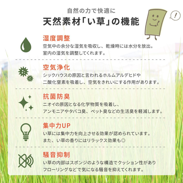 ラグい草ラグ191×191cm日本製滑り止め約2畳薄手ござ裏貼りエルモードブルー