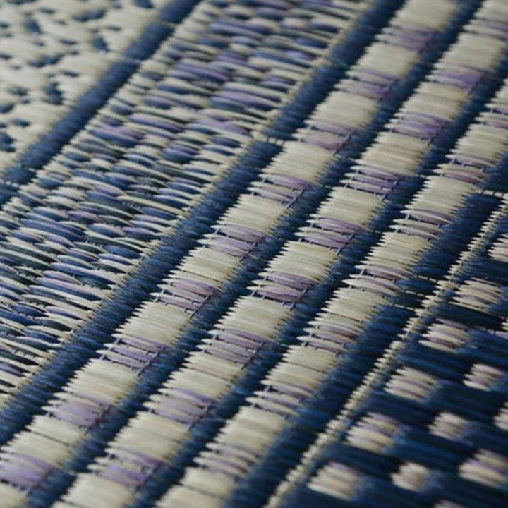 ラグい草ラグ191×191cm日本製滑り止め約2畳薄手ござ裏貼りエルモードブルー