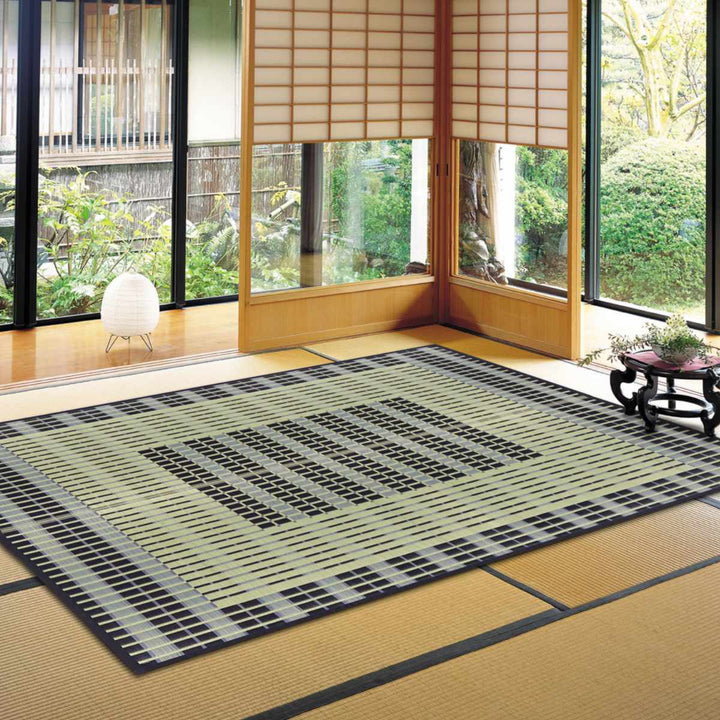 ラグい草ラグ191×250cm日本製約3畳薄手ござ築彩ブルー