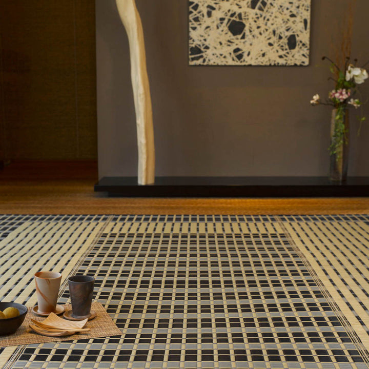 ラグい草ラグ191×250cm日本製約3畳薄手ござ築彩ブルー