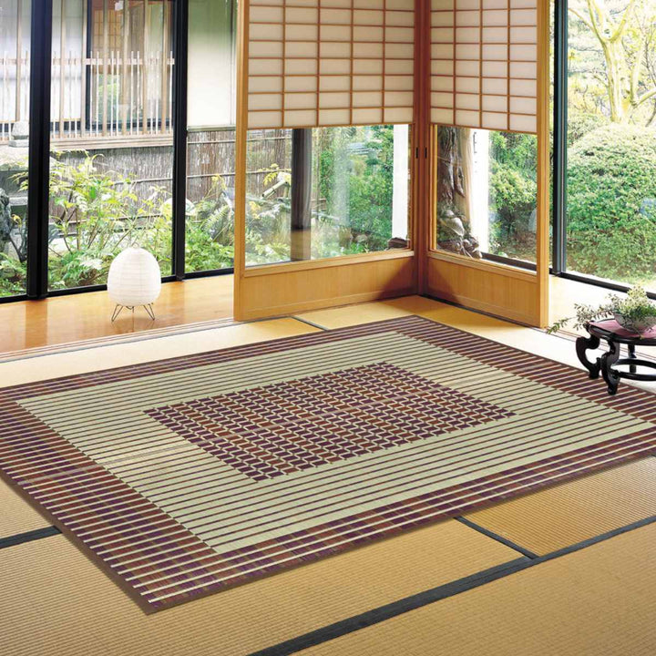 ラグい草ラグ191×250cm日本製約3畳薄手ござ築彩ブルー