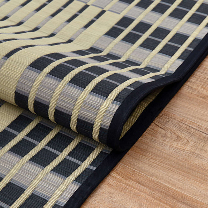 ラグい草ラグ191×191cm日本製滑り止め約2畳薄手ござ裏貼り築彩ブルー