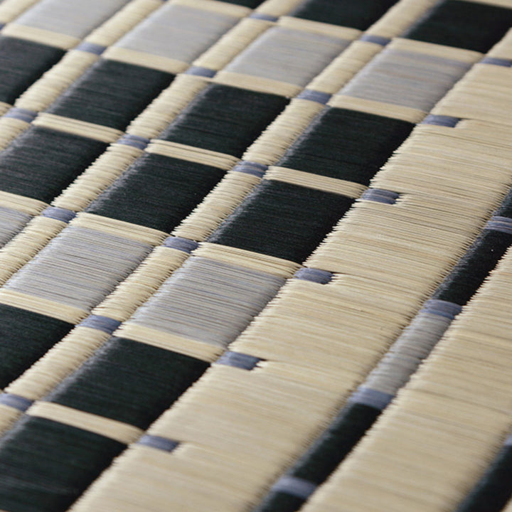 ラグい草ラグ191×191cm日本製滑り止め約2畳薄手ござ裏貼り築彩ブルー