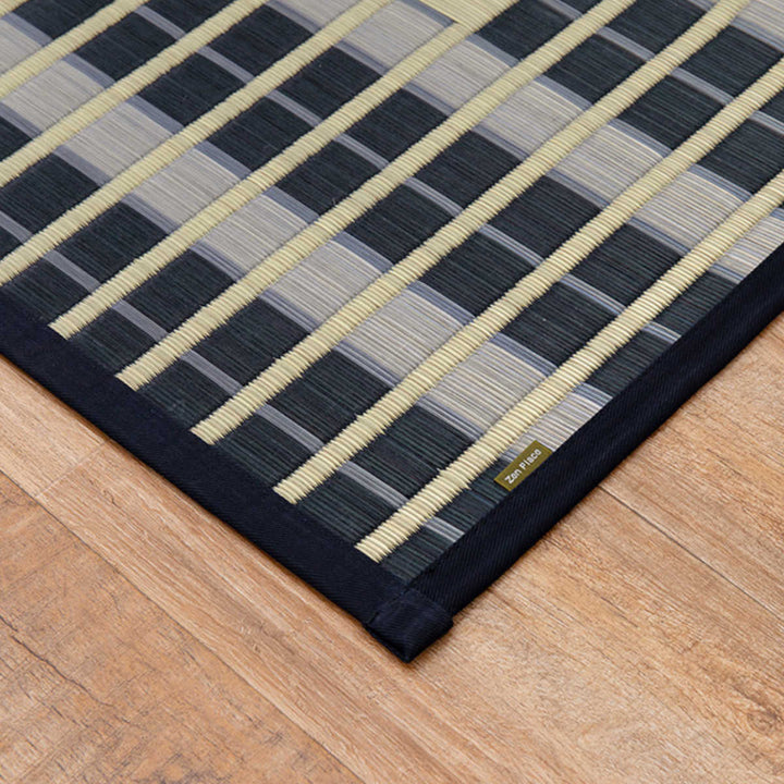 ラグい草ラグ191×191cm日本製滑り止め約2畳薄手ござ裏貼り築彩ブルー