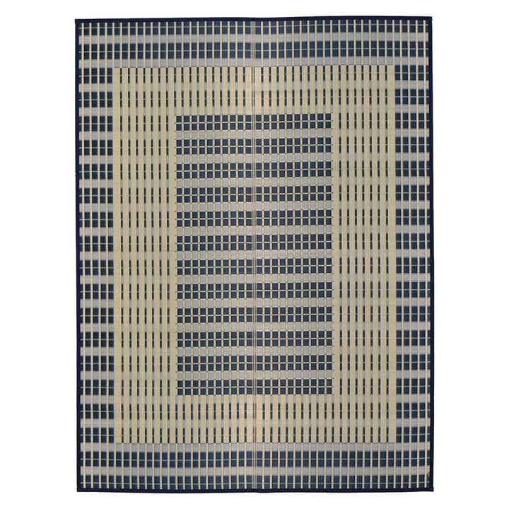 ラグい草ラグ191×191cm日本製滑り止め約2畳薄手ござ裏貼り築彩ブルー