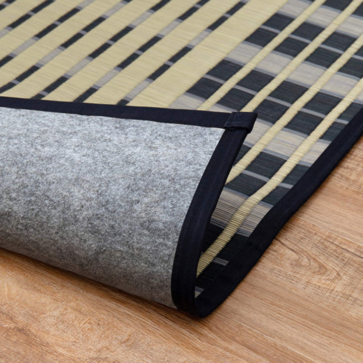 ラグい草ラグ191×250cm日本製滑り止め約3畳薄手ござ裏貼り築彩ブルー