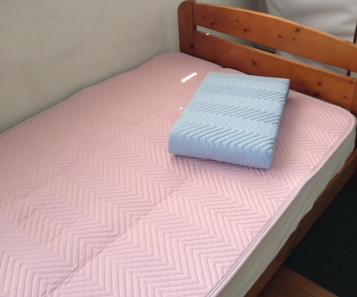 ベッドパッドボックスシーツセットダブル洗える日本製ブルー