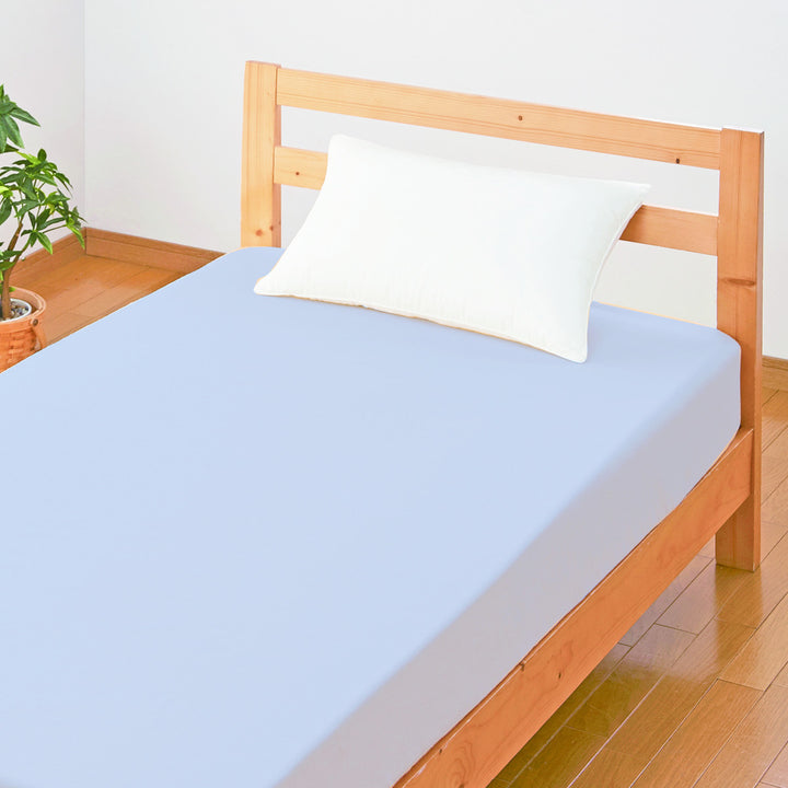 ボックスシーツダブル綿100％日本製ブルー