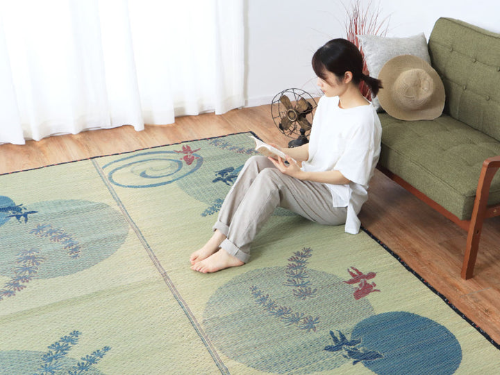 ラグい草ラグ176×230cm約2.5畳薄手ござ裏貼り涼水