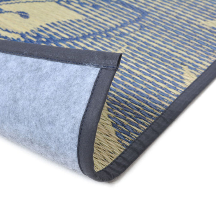 ラグい草ラグ191×191cm約2.5畳薄手ござ裏貼りフェアリーブルー